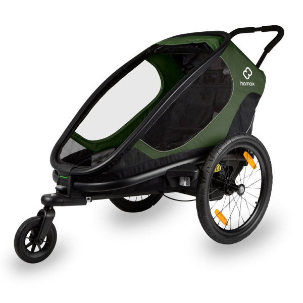 Hamax Outback One Fahrradanhänger Grün / Schwarz Inkl. Deichsel & Buggyrad