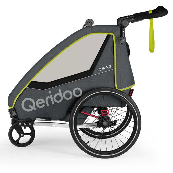  Qeridoo Qupa2 Lime Fahrradanhänger 360-Grad-Buggyrad Und Deichsel 2023