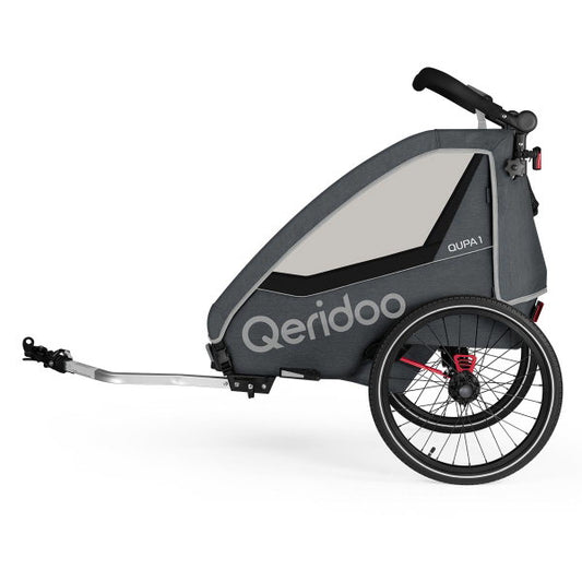  Qeridoo Qupa1 Grey Fahrradanhänger 360-Grad-Buggyrad Und Deichsel 2023