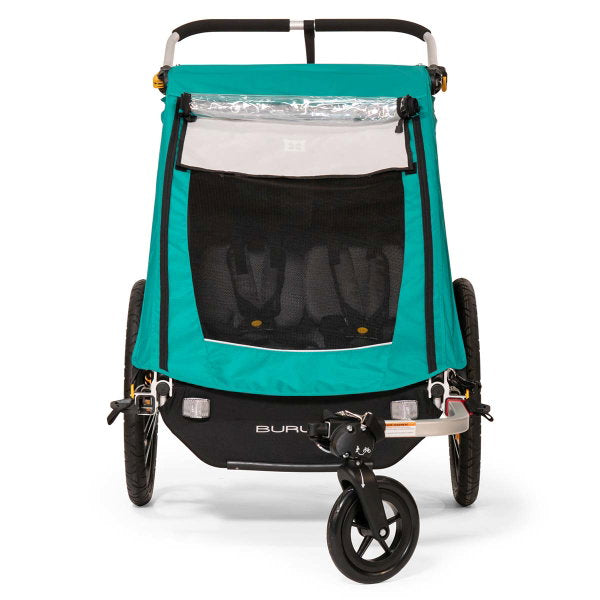  Burley Encore X Fahrradanhänger Türkis 2-Sitzer Mit Buggy-Funktion