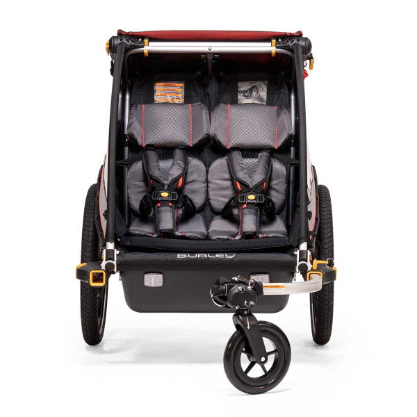  Burley Cub X Fahrradanhänger Atomic Red 2-Sitzer Mit Buggy-Funktion