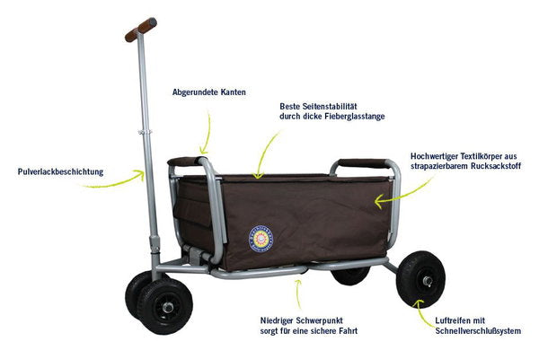  Beachtrekker LiFe Bollerwagen Blau Stabil Und Leicht Inkl. Feststellbremse