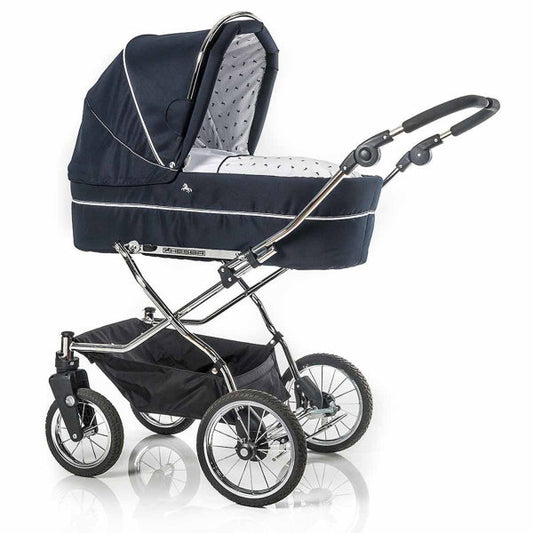  HESBA ClassicA Kinderwagen Außen 557, Innen 150 Mit Schwenkbaren Vorderrädern Schwarz SW-SL 2/25