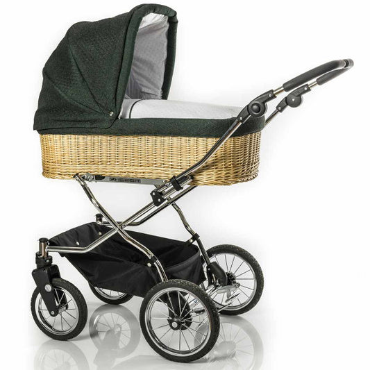  HESBA ClassicKorb Kinderwagen Außen 685 Innen 180 Schwenkbare Vorderräder Schwarz