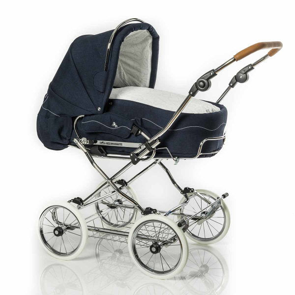  HESBA Condor Coupe Kinderwagen Außen 503 Innen 173 Räder Weiß 25 Cm, Ledergriff Hellbraun