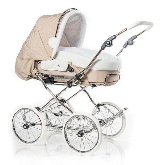  HESBA Condor Coupe Kinderwagen Außen 261 Innen 180 Teilleder - Räder Weiß 30 Cm, Griff Weiß