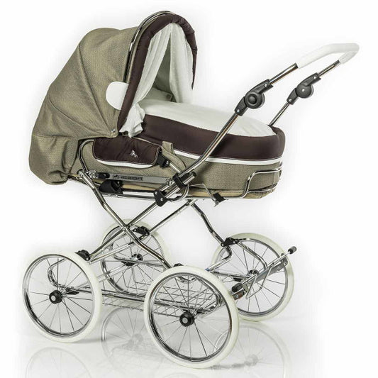  HESBA Condor Coupe Kinderwagen Außen 283 Innen 185 Teilleder Räder Weiß 30 Cm, Ledergriff Weiß