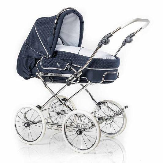  HESBA Condor Coupe Kinderwagen Außen 517 Innen 109 Räder Weiß 30 Cm, Ledergriff Weiß