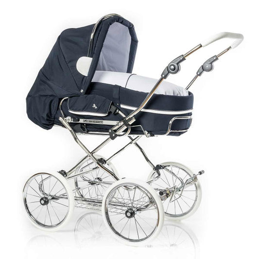  HESBA Condor Coupe Kinderwagen Außen 529 Innen 101 Teilleder Räder Weiß 30 Cm, Ledergriff Weiß