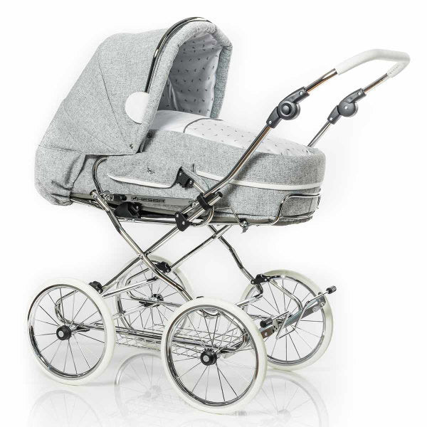  HESBA Condor Coupe Kinderwagen Außen 761 Innen 700 Teilleder Räder Weiß 30 Cm, Ledergriff Weiß