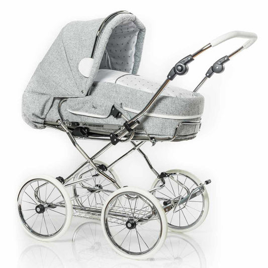  HESBA Condor Coupe Kinderwagen Außen 761 Innen 700 Teilleder Räder Weiß 30 Cm, Ledergriff Weiß