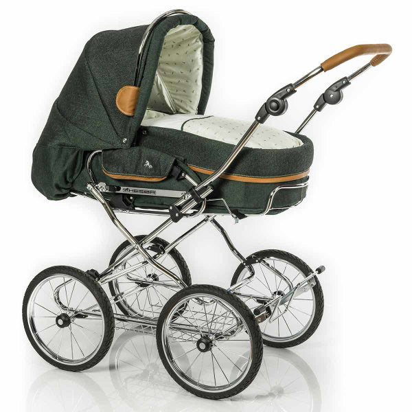  HESBA Condor Coupe Kinderwagen Außen 684 Innen 250 Teilleder Räder Schwarz 30 Cm, Ledergriff Hellbraun