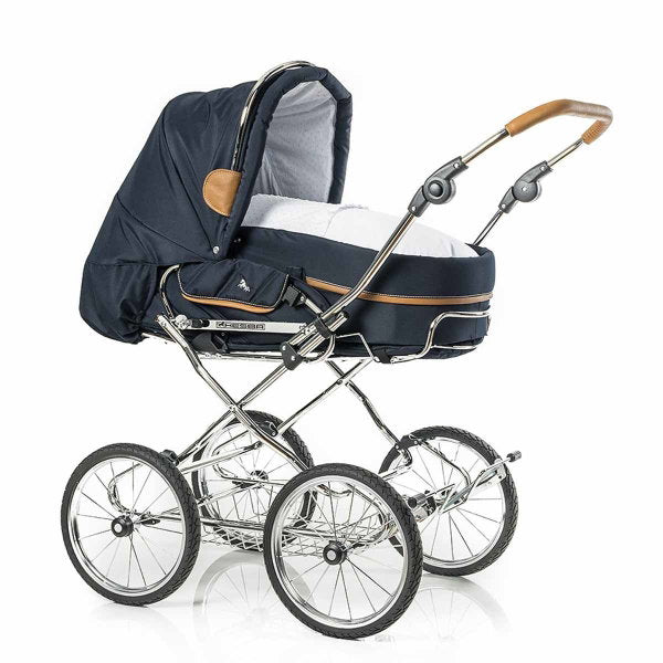  HESBA Condor Coupe Kinderwagen Außen 546 Innen 180 Teilleder - Räder Schwarz 30 Cm, Griff Hellbra