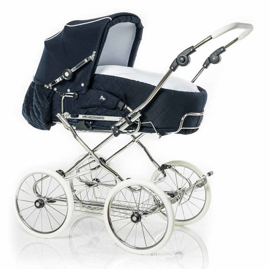  HESBA Corrado Kinderwagen Außen 522 Innen 177 Räder Weiß 30 Cm, Ledergriff Weiß