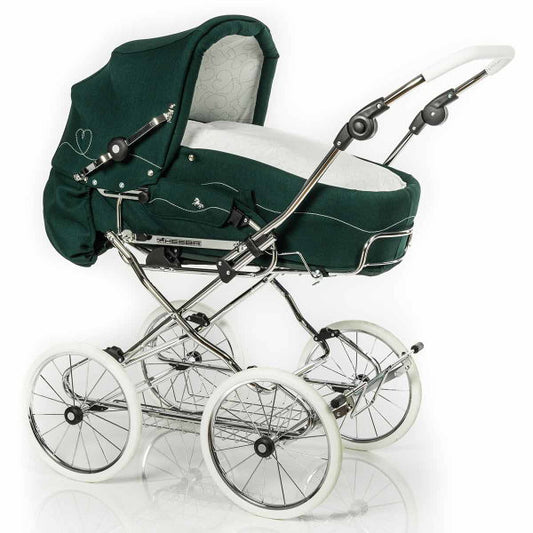  HESBA Corrado Kinderwagen Außen 603 Innen 173 Räder Weiß 30 Cm, Ledergriff Weiß