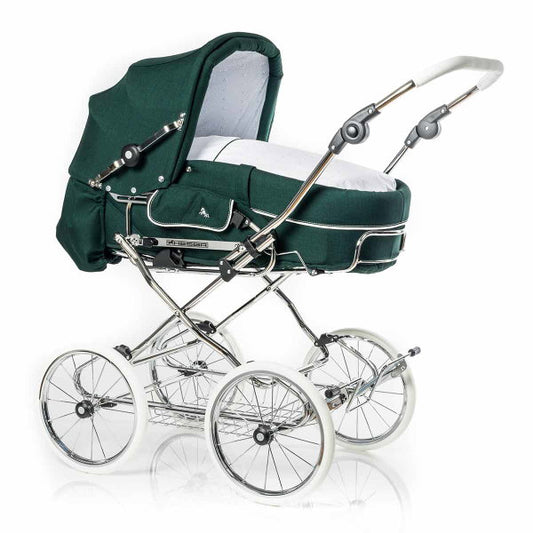  HESBA Corrado Kinderwagen Außen 637 Innen 120 Räder Weiß 30 Cm, Ledergriff Weiß