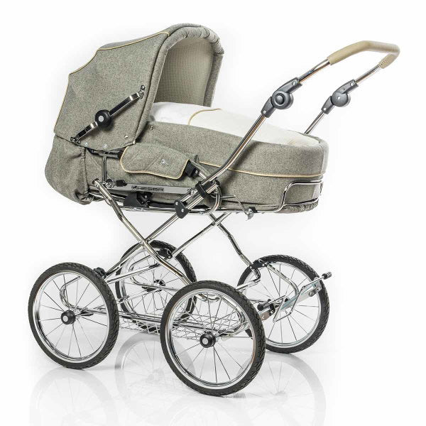  HESBA Corrado Kinderwagen Außen 782 Innen 238 Räder Schwarz 30 Cm, Ledergriff Greige