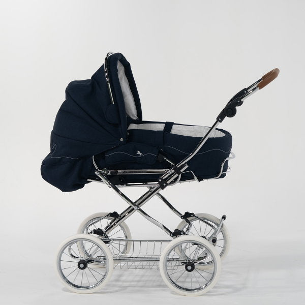  HESBA Condor Coupe Kinderwagen Außen 503 Innen 173 Räder Weiß 25 Cm, Ledergriff Hellbraun