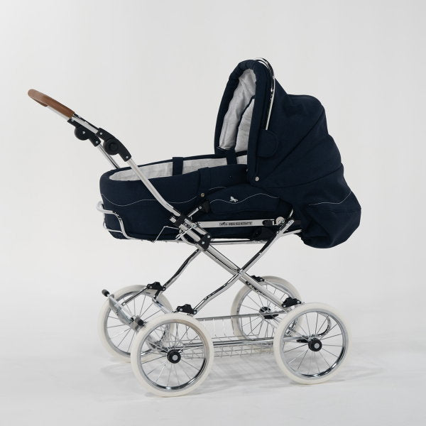  HESBA Condor Coupe Kinderwagen Außen 503 Innen 173 Räder Weiß 25 Cm, Ledergriff Hellbraun