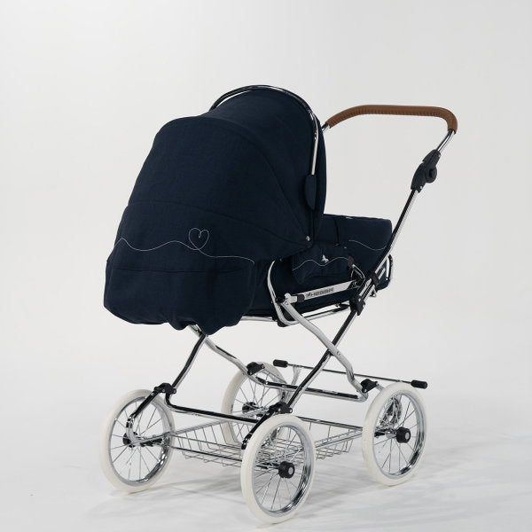  HESBA Condor Coupe Kinderwagen Außen 503 Innen 173 Räder Weiß 25 Cm, Ledergriff Hellbraun