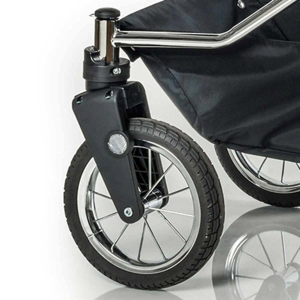  HESBA Condor Coupe Kinderwagen Außen 596 Innen 134 Schwenkbare Vorderrädern Schwarz, Ledergriff Hellbraun
