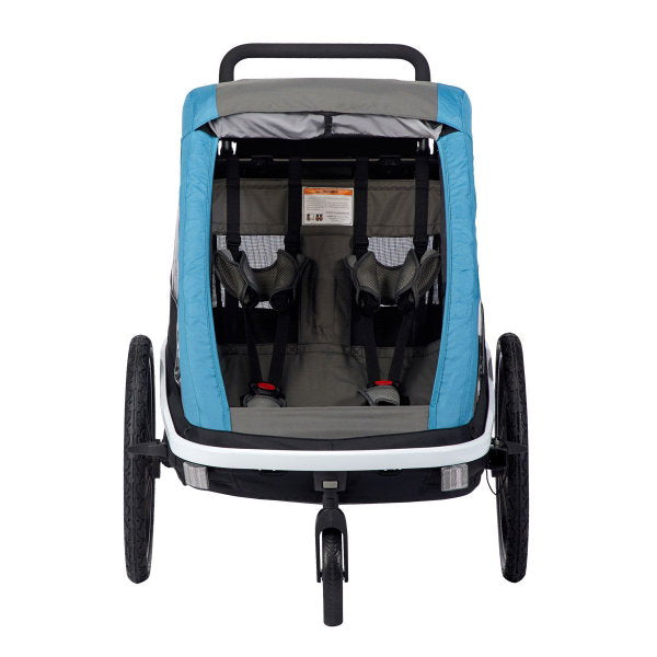 Hamax Avenida Twin Fahrradanhänger Petrol Blau Mit Federung - Inkl. Deichsel & Buggyrad