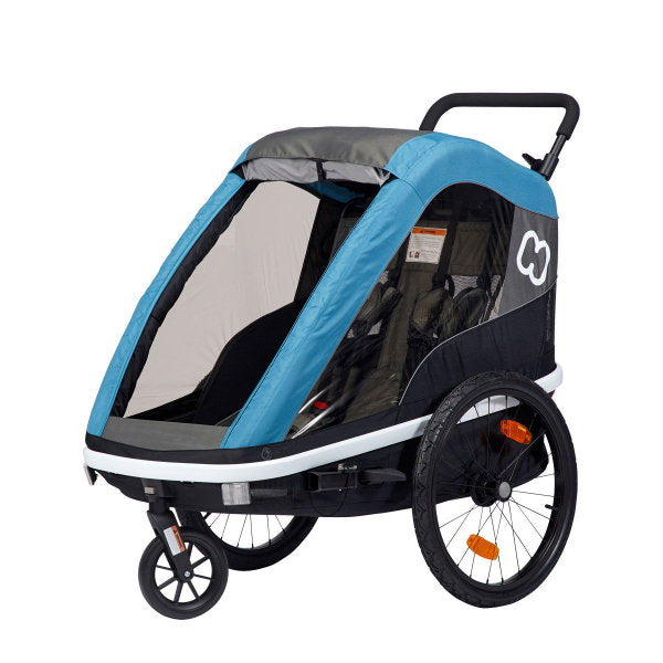  Hamax Avenida Twin Fahrradanhänger Petrol Blau Mit Federung - Inkl. Deichsel & Buggyrad