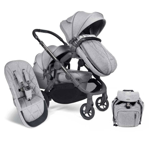  ICandy Orange Double Combo Light Slate Marl Geschwisterkinderwagen | Inkl. Praktischem Zubehör