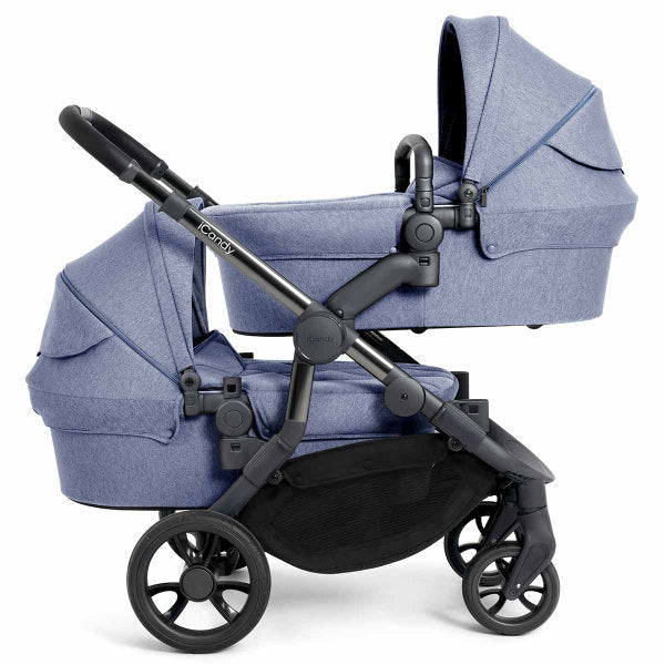  ICandy Orange Twin Combo Mist Blue Marl Phantom Zwillingskinderwagen | Inkl. Praktischem Zubehör