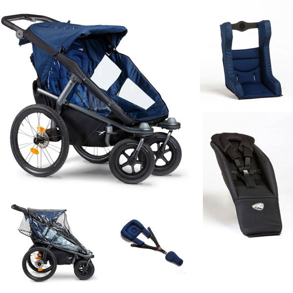  Tfk Velo 2 Fahrradanhänger Marine-schwarz Bundle Mit Deichsel & Zubehör