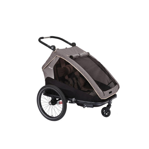  XLC Kinderanhänger DUO S Grau/beige/anthrazit Inkl. Buggyrad & Rücklicht Zum Toppreis