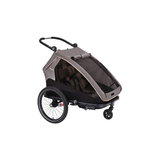  XLC Kinderanhänger DUO S Grau/beige/anthrazit Inkl. Buggyrad & Rücklicht Zum Toppreis