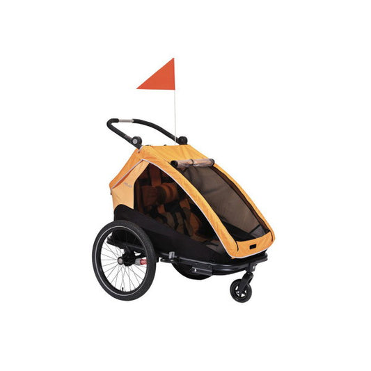  XLC Kinderanhänger DUO S Marigold/anthrazit Inkl. Buggyrad & Rücklicht